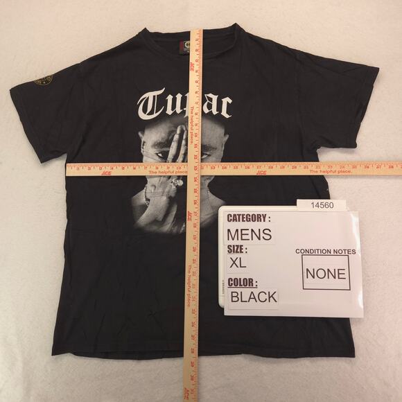 2Pac Tupac Rap Short Sleeve Graphic Crew Neck T Shirt Mens Size XL Black - Picture 5 of 9